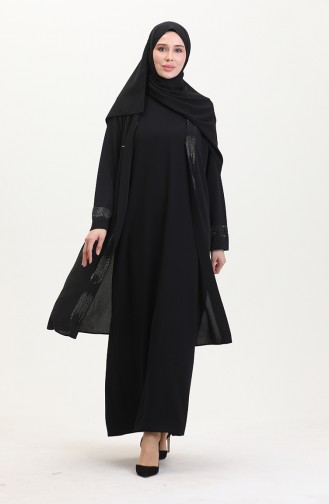 Ensemble Deux Pièces Robe Gilet Grande Taille 6140-03 Noir 6140-03