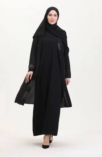 Büyük Beden Elbise Yelek İkili Takım 6140-03 Siyah