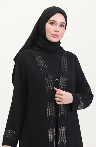 Ensemble Deux Pièces Robe Gilet Grande Taille 6140-03 Noir 6140-03
