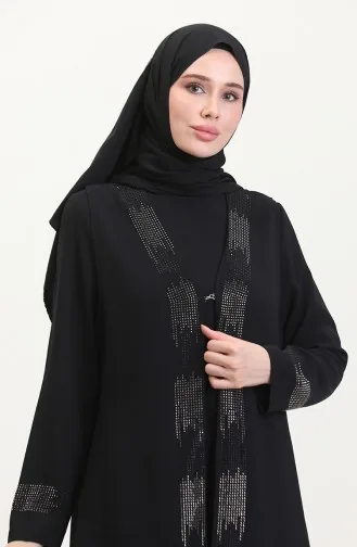 Büyük Beden Elbise Yelek İkili Takım 6140-03 Siyah