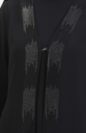 Ensemble Deux Pièces Robe Gilet Grande Taille 6140-03 Noir 6140-03