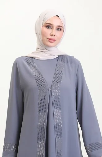 Ensemble Deux Pièces Robe Gilet Grande Taille 6140-04 Gris 6140-04