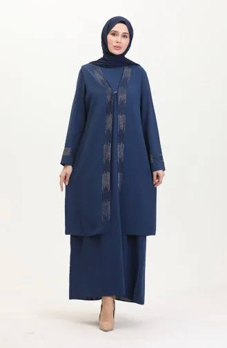 Ensemble Deux Pièces Robe Gilet Grande Taille 6140-05 Indigo 6140-05