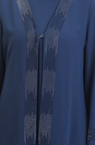 Ensemble Deux Pièces Robe Gilet Grande Taille 6140-05 Indigo 6140-05