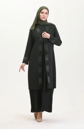 Plus Size Dress Vest Two Piece Suit 6140-06 Khaki 6140-06