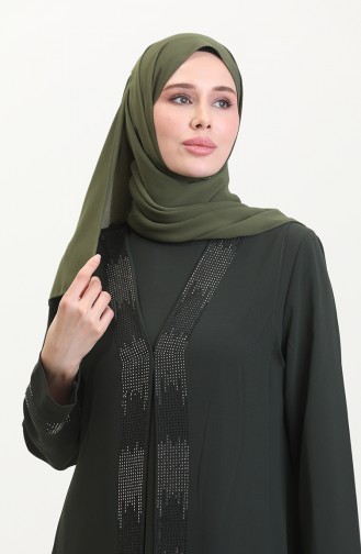 Ensemble Deux Pièces Robe Gilet Grande Taille 6140-06 Khaki 6140-06