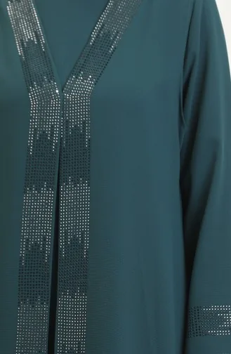 Ensemble Deux Pièces Robe Gilet Grande Taille 6140-07 Vert Emeraude 6140-07