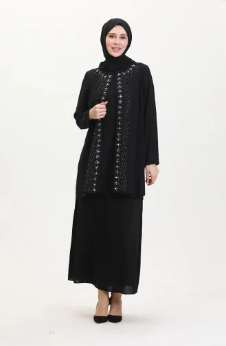 طقم مزدوج مرصع بالأحجار 6200-02 لون أسود 6200-02
