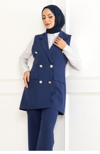 Knopfdetaillierter Doppelanzug Indigo 19231 15351