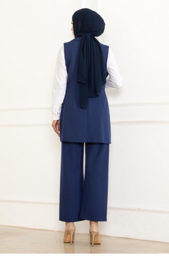 Knopfdetaillierter Doppelanzug Indigo 19231 15351
