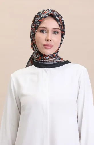 إيشارب سوفت منقوش 90180-08 أسود قرميدي 90180-08