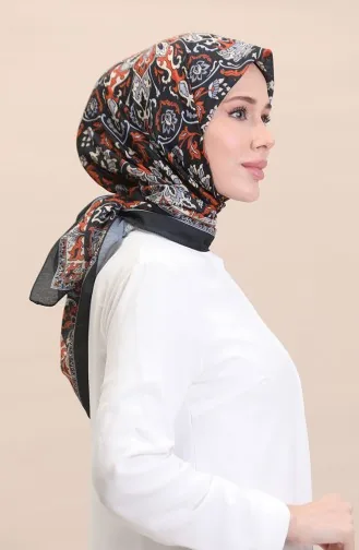 إيشارب سوفت منقوش 90180-08 أسود قرميدي 90180-08