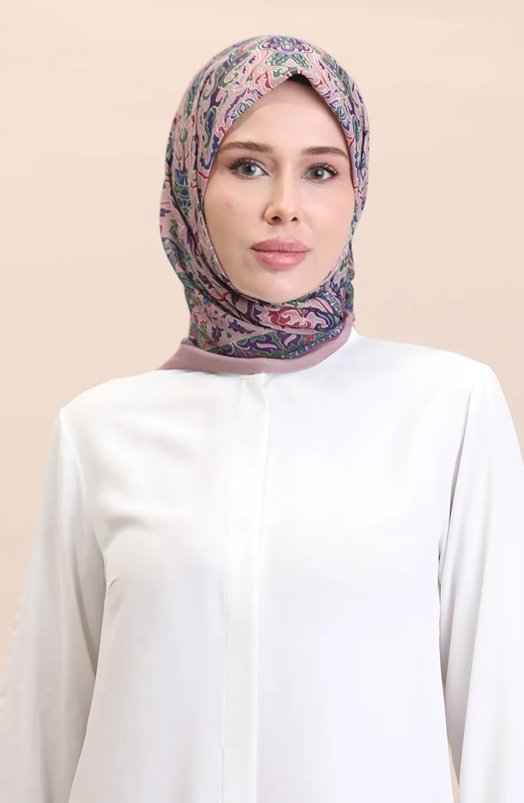 Etnik Desen Soft Eşarp 90180-09 Gül Kurusu