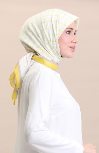 Écharpe En Coton Doux 19091-09 Blanc Jaune 19091-09