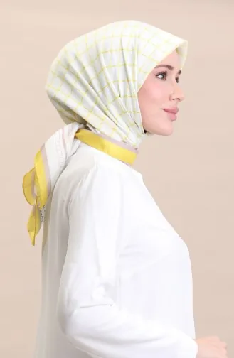 Écharpe En Coton Doux 19091-09 Blanc Jaune 19091-09