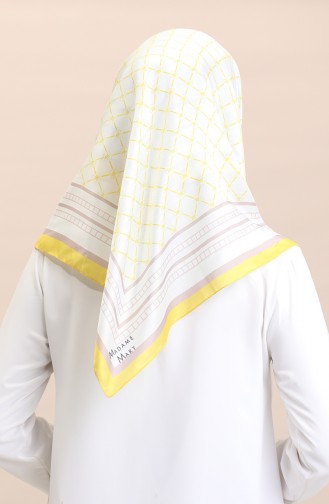 Écharpe En Coton Doux 19091-09 Blanc Jaune 19091-09