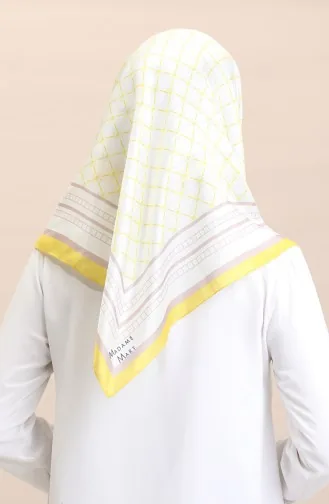 Écharpe En Coton Doux 19091-09 Blanc Jaune 19091-09