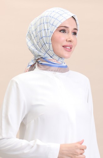 Écharpe En Coton Doux 19091-11 Blanc Bleu Denim 19091-11