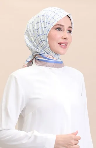 Zachte Katoenen Sjaal 19091-11 Wit Denimblauw 19091-11