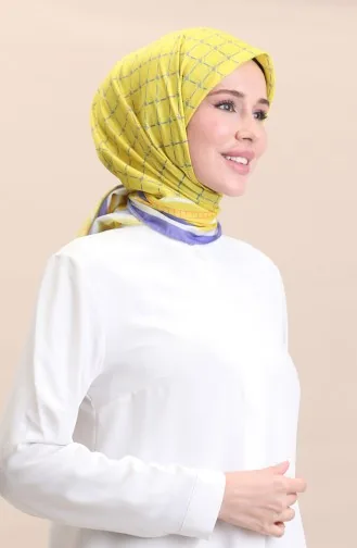 Zachte Katoenen Sjaal 19091-17 Geel Paars 19091-17