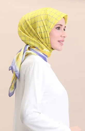 Zachte Katoenen Sjaal 19091-17 Geel Paars 19091-17