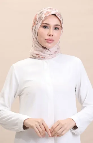 Desenli Eşarp CVS-03 Pudra Şeftali Renk