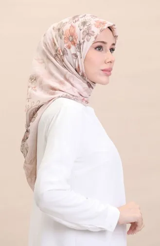 Desenli Eşarp CVS-03 Pudra Şeftali Renk