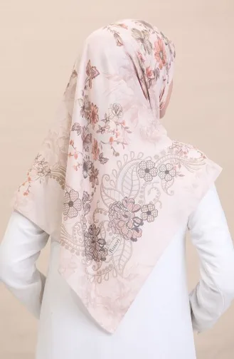 Desenli Eşarp CVS-03 Pudra Şeftali Renk