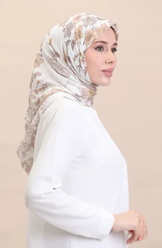Desenli Eşarp CVS-06 Krem Bej