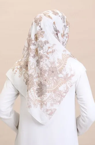 Desenli Eşarp CVS-06 Krem Bej