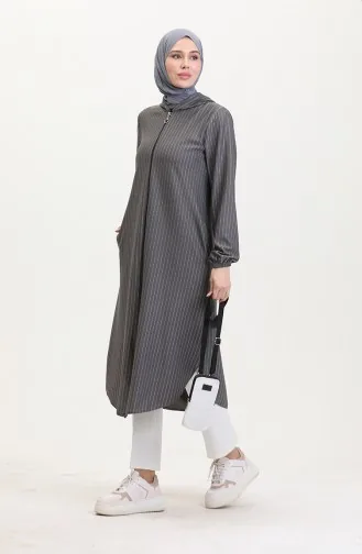 Gestreifte Kappe Mit Reißverschluss 7275-02 Grau 7275-02