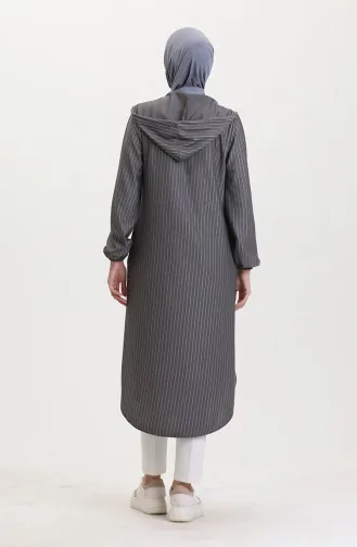 Gestreifte Kappe Mit Reißverschluss 7275-02 Grau 7275-02