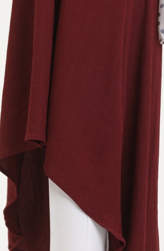 Crepe Fabric Asymmetric Cut Long Tunic 1034-07 Claret Red 1034-07