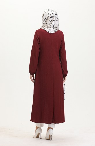 Crepe Fabric Asymmetric Cut Long Tunic 1034-07 Claret Red 1034-07