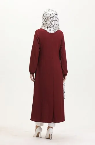 Crepe Fabric Asymmetric Cut Long Tunic 1034-07 Claret Red 1034-07