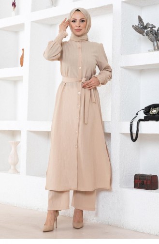 Schlitz-Anzug Beige 19233 15359