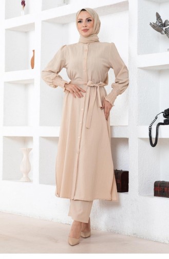 Schlitz-Anzug Beige 19233 15359