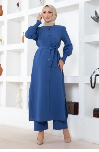 Gedetailleerd Pak Met Split Indigo 19233 15361