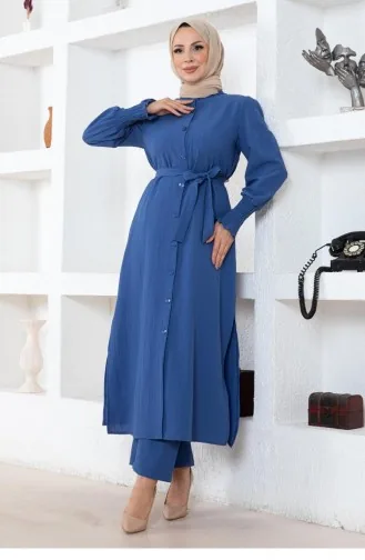 Gedetailleerd Pak Met Split Indigo 19233 15361
