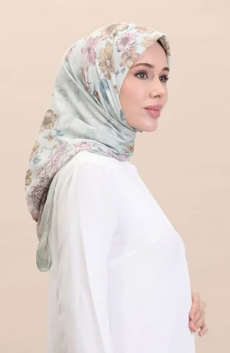 Gemusterter Schal CVS-10 Wassergrün Rosa 10