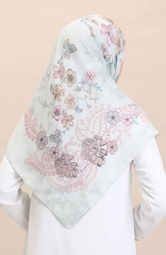 Gemusterter Schal CVS-10 Wassergrün Rosa 10