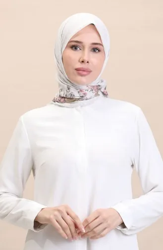 Desenli Eşarp Flover-01 Krem Kahverengi