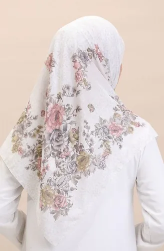Desenli Eşarp Flover-01 Krem Kahverengi