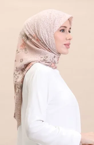 Desenli Eşarp Flover-03 Kahverengi