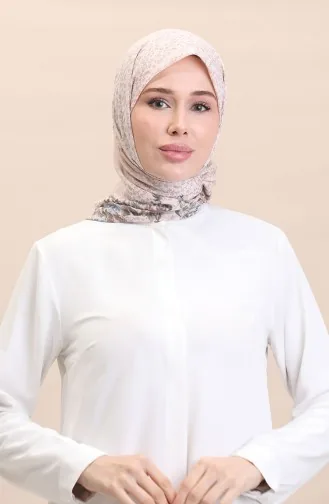 Patterned Scarf Flover-12 Beige 12