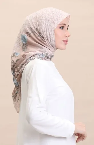 Patterned Scarf Flover-12 Beige 12