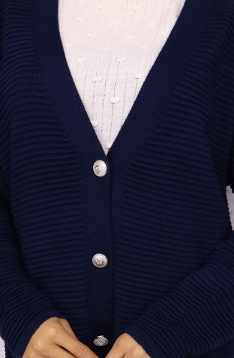 Knopfdetaillierter Cord-Cardigan 3091-01 Marineblau 3091-01