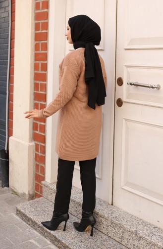 Button Detailed Ribbed Cardigan 3091-02 Mink 3091-02