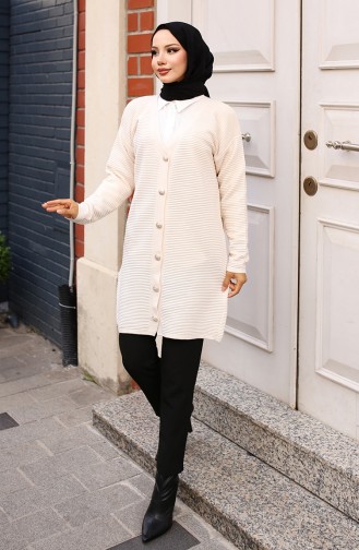 Gerippter Cardigan Mit Knopfdetail 3091-03 Stone 3091-03