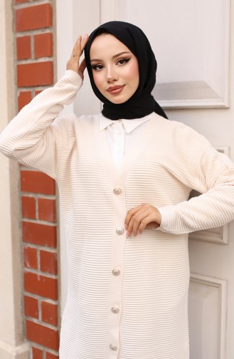Gerippter Cardigan Mit Knopfdetail 3091-03 Stone 3091-03